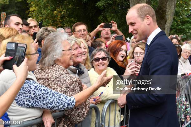 Prince William, Duke of Cambridge meets members of the public after unveiling a new sculpture of Major Frank Foley by artist Andy de Comyn on...