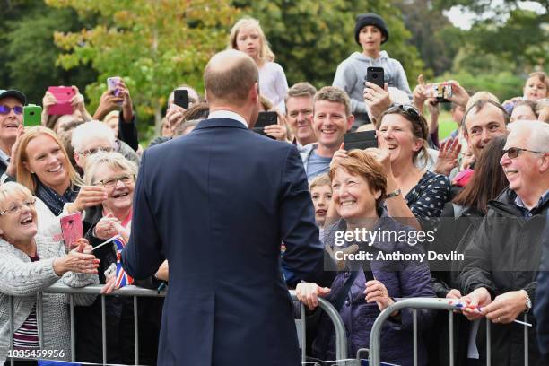 Prince William, Duke of Cambridge meets members of the public after unveiling a new sculpture of Major Frank Foley by artist Andy de Comyn on...