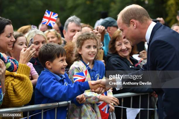 Prince William, Duke of Cambridge meets members of the public after unveiling a new sculpture of Major Frank Foley by artist Andy de Comyn on...