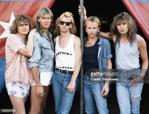 English heavy metal group Def Leppard, circa 1985.