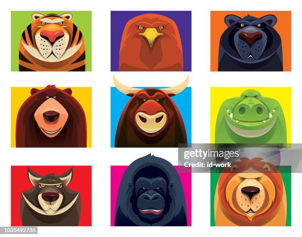 dangerous wild animals - tiger and monkey stock illustrations