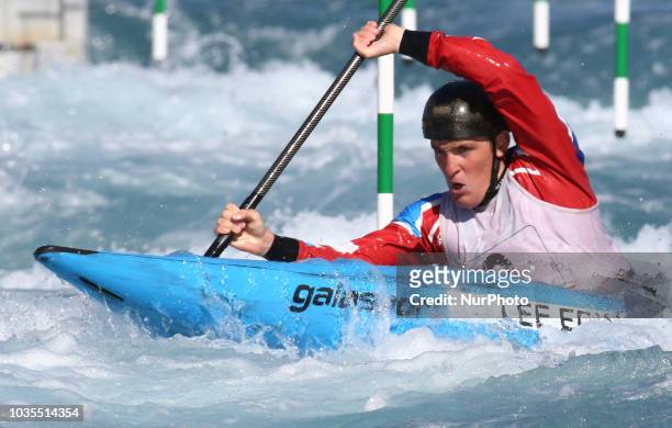 Ciaran Lee Edwards Llandysul Paddlers Compete in K1 Men during Canoe Slalom UK Championships at Lee Valley White Water Centre , London, England on 15...