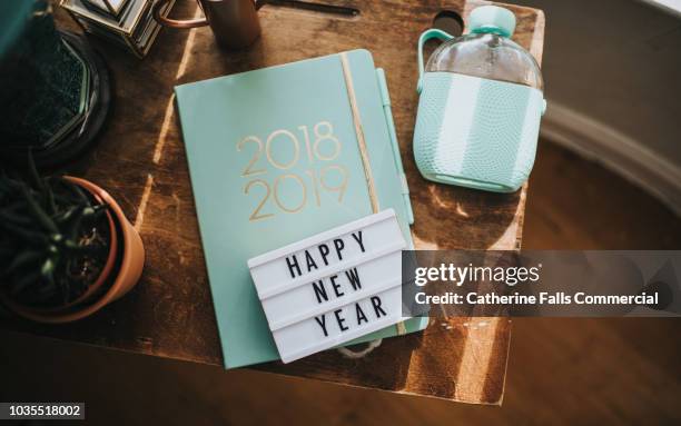 happy new year message - 2019 calendar stock pictures, royalty-free photos & images