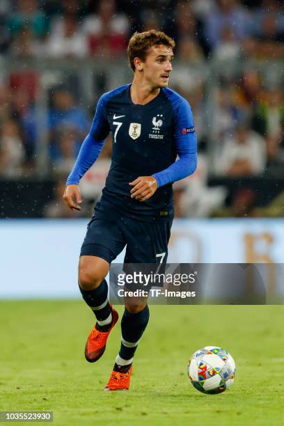 Antoine Griezmann of France controls the ball during the UEFA Nations League group A match between Germany and France at Allianz Arena on September...