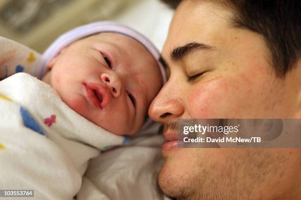 Thomas Beatie, a transgender male, gives birth to son Jensen James Beatie with his wife Nancy by his side at Saint Charles Medical Center on July 25,...