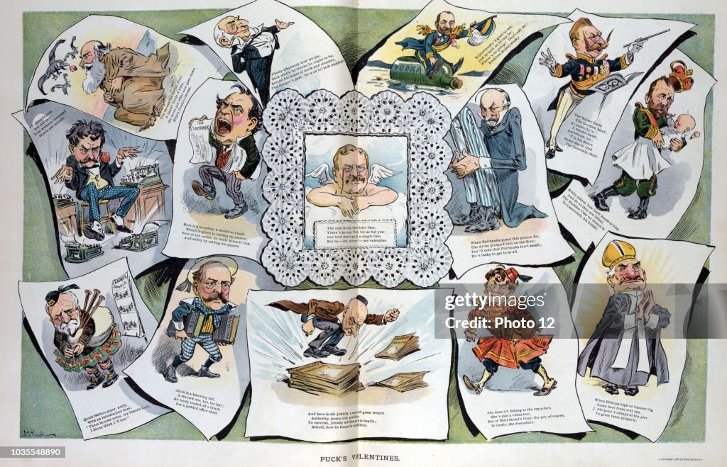 Valentines card featuring President Theodore Roosevelt as cupid.