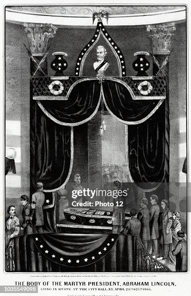 The body of Abraham Lincoln lying in state.