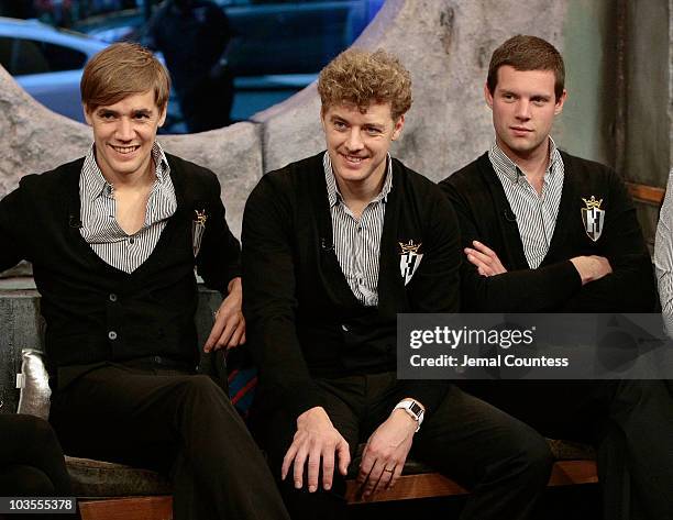 Musicians Pelle Almqvist, Nicholaus Arson and Chris Dangerous of the band "The Hives" at a taping of "The Sauce" at Fuse TV Studios on October 10,...
