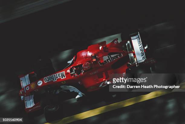 Michael Schumacher of Germany drives the Scuderia Ferrari Marlboro Ferrari F2005 F1 Ferrari V10 during practice for the Formula One Monaco Grand Prix...