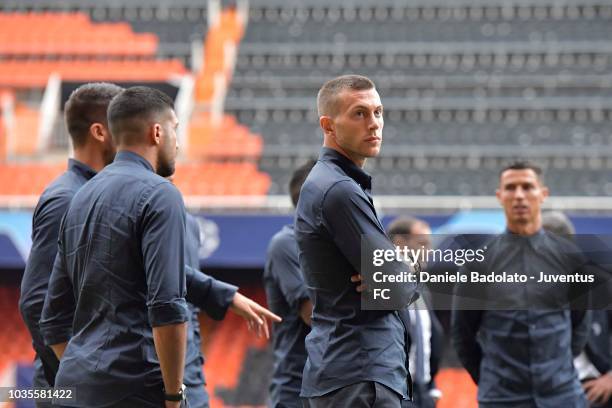 Juventus player Federico Bernardeschi during the walk around on September 18, 2018 in Valencia, Spain.