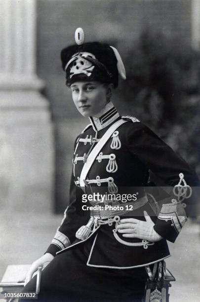 Photograph of a Young Princess Victoria Louise of Prussia in ceremonial military dress. Dated 1913.