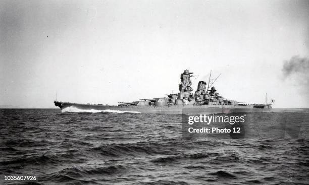 Photograph of the IJN Yamato the lead ship of the Yamato class of battleships that served with the Imperial Japanese Navy during World War II. Dated...