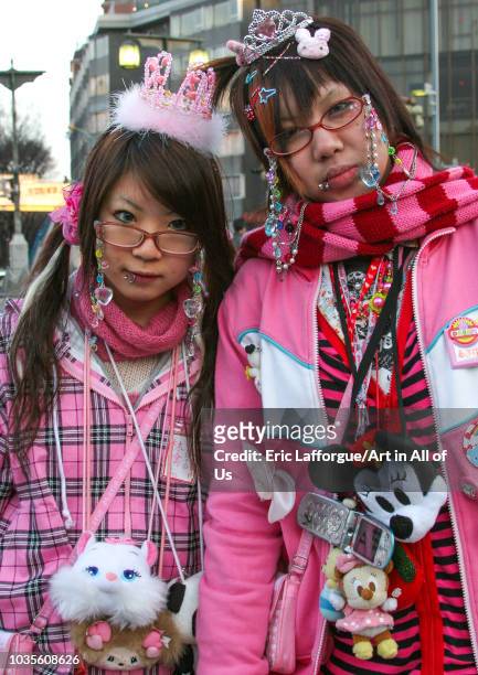 Cosplay girls in Harajuku, Kanto region, Tokyo, Japan on February 6, 2005 in Tokyo, Japan.