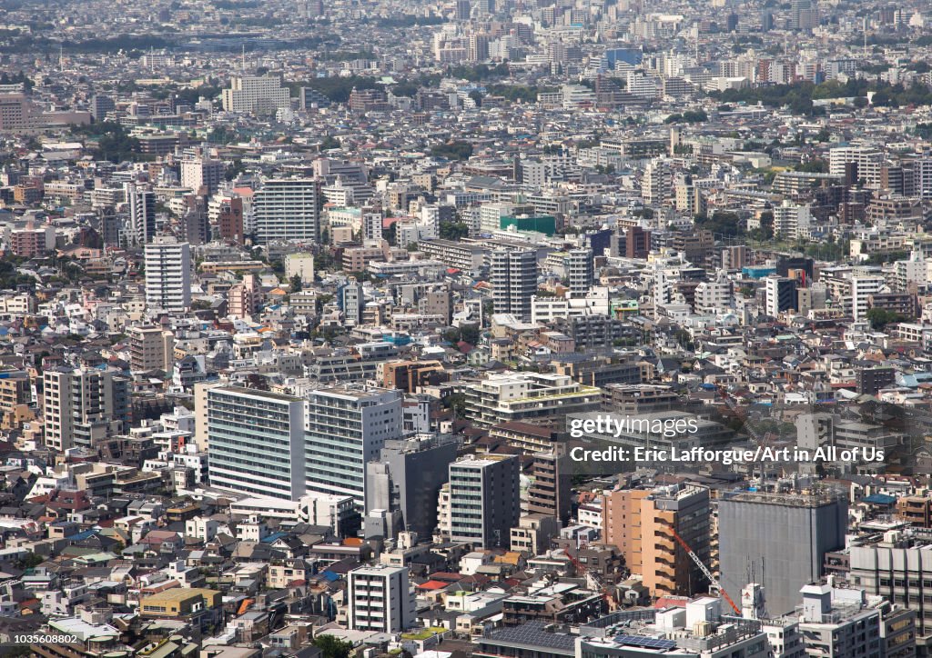 Aerial view of the town, Kanto region, Tokyo, Japan...