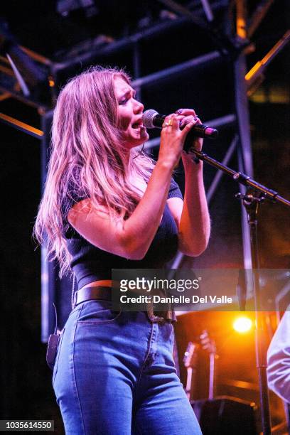 Abby Anderson performs onstage during Whiskey Jam series '18 outdoor concert at Losers Bar & Grill on September 17, 2018 in Nashville, Tennessee.