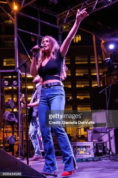 Abby Anderson performs onstage during Whiskey Jam series '18 outdoor concert at Losers Bar & Grill on September 17, 2018 in Nashville, Tennessee.