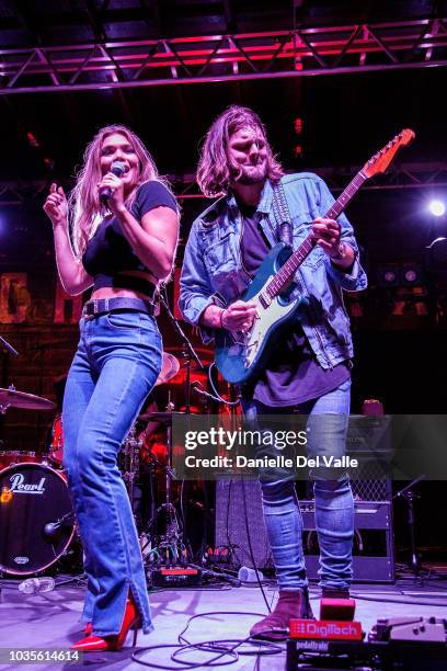 Abby Anderson performs onstage during Whiskey Jam series '18 outdoor concert at Losers Bar & Grill on September 17, 2018 in Nashville, Tennessee.