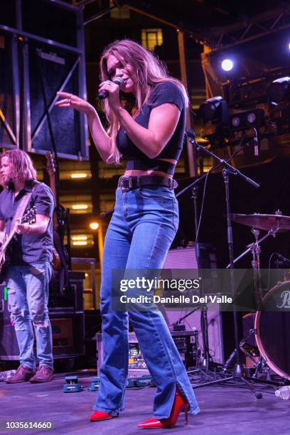 Abby Anderson performs onstage during Whiskey Jam series '18 outdoor concert at Losers Bar & Grill on September 17, 2018 in Nashville, Tennessee.