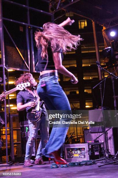 Abby Anderson performs onstage during Whiskey Jam series '18 outdoor concert at Losers Bar & Grill on September 17, 2018 in Nashville, Tennessee.