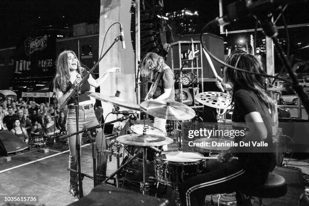 Abby Anderson performs onstage during Whiskey Jam series '18 outdoor concert at Losers Bar & Grill on September 17, 2018 in Nashville, Tennessee.