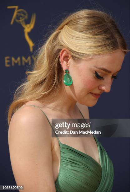 Dakota Fanning attends the 70th Emmy Awards at Microsoft Theater on September 17, 2018 in Los Angeles, California.