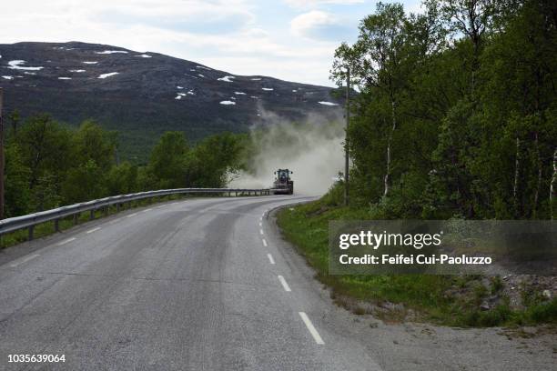 road making near alta, norway - alta stock-fotos und bilder