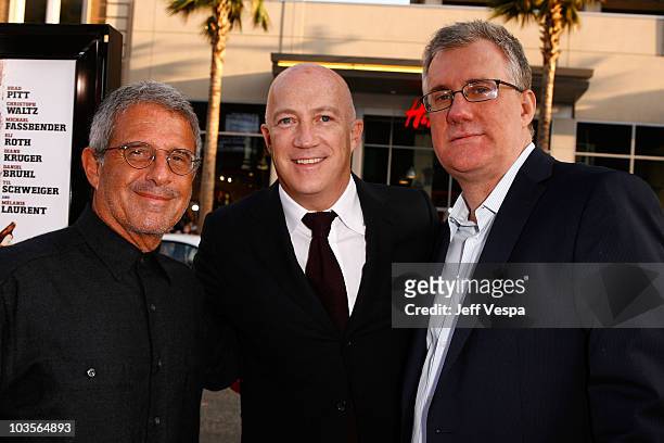 Universal Studios President/CEO Ron Meyer, CAA's Bryan Lourd and Universal Studios Chairman David Linde arrive at the "Inglourious Basterds" Premiere...