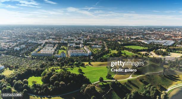 panoramic view over munich - olympiapark stock pictures, royalty-free photos & images