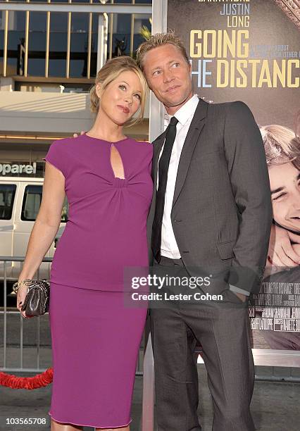 Actress Christina Applegate and musician Martyn Lenoble attend the "Going The Distance" Los Angeles premiere red carpet on August 23, 2010 in Los...