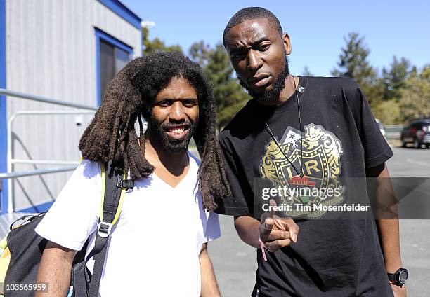 Murs and 9th Wonder pose at Rock the Bells 2010 at Shoreline Amphitheatre on August 22, 2010 in Mountain View, California.