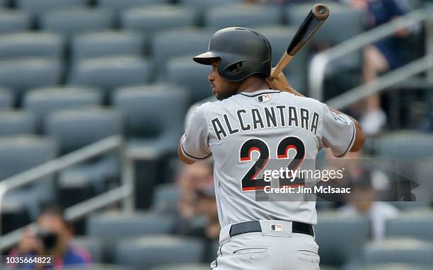 Sandy Alcantara of the Miami Marlins against the New York Mets at Citi Field on September 13, 2018 in the Flushing neighborhood of the Queens borough...