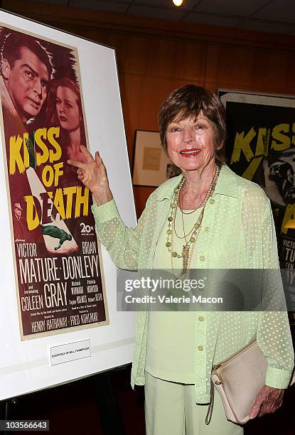 Actress Coleen Gray attends AMPAS Screening of "Kiss of Death" on August 23, 2010 in Beverly Hills, California.