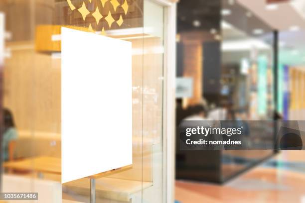 blank banner on window glass template. - shower glass door bildbanksfoton och bilder