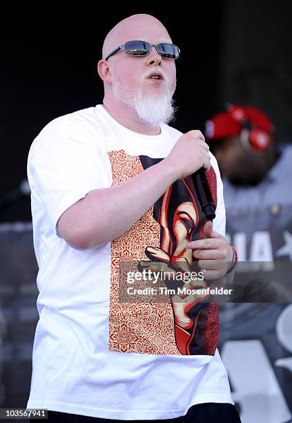 Brother Ali performs as part of Rock the Bells 2010 at Shoreline Amphitheatre on August 22, 2010 in Mountain View, California.