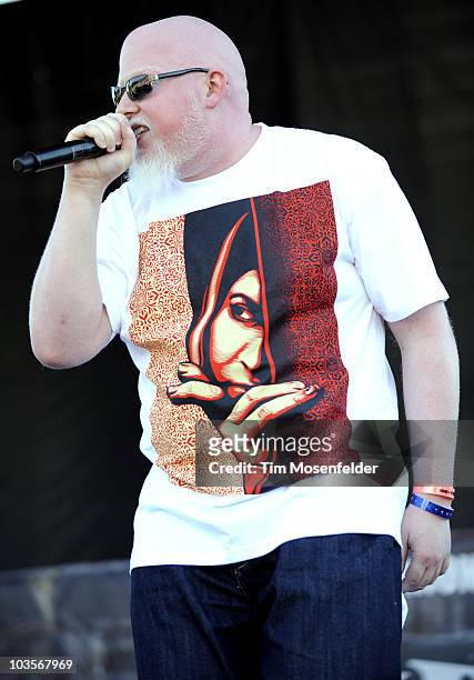 Brother Ali performs as part of Rock the Bells 2010 at Shoreline Amphitheatre on August 22, 2010 in Mountain View, California.
