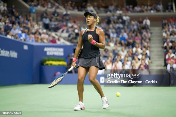 Open Tennis Tournament- Day Thirteen. Naomi Osaka of Japan in action against Serena Williams of the United States in the Women's Singles Final on...