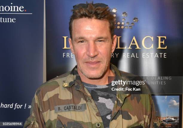 Presenter Benjamin Castaldi attends the 'Miss Beaute Nationale 2019' Press Conference at SBS Patrimoine on September 18, 2018 in Paris, France.