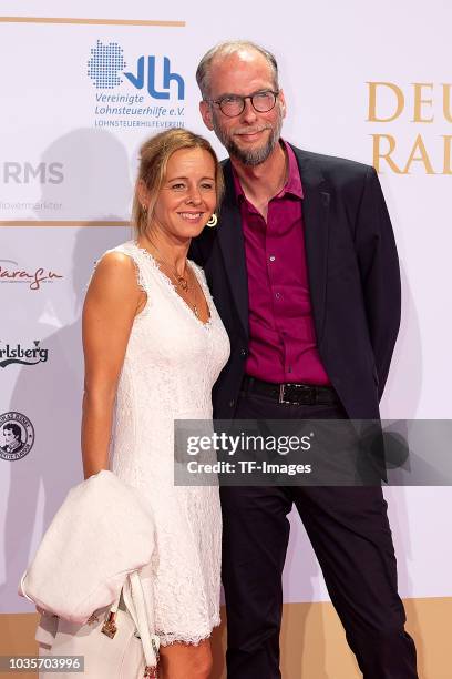 Kathrin Frenndel and John Ment attend the Deutscher Radiopreis at Schuppen 52 on September 6, 2018 in Hamburg, Germany.