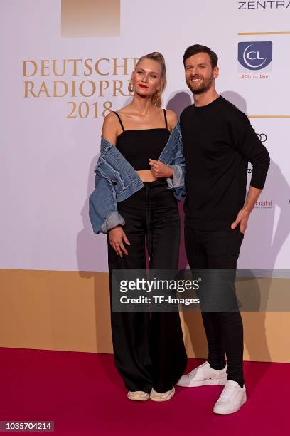Carolin Niemczyk and Daniel Grunenberg attend the Deutscher Radiopreis at Schuppen 52 on September 6, 2018 in Hamburg, Germany.