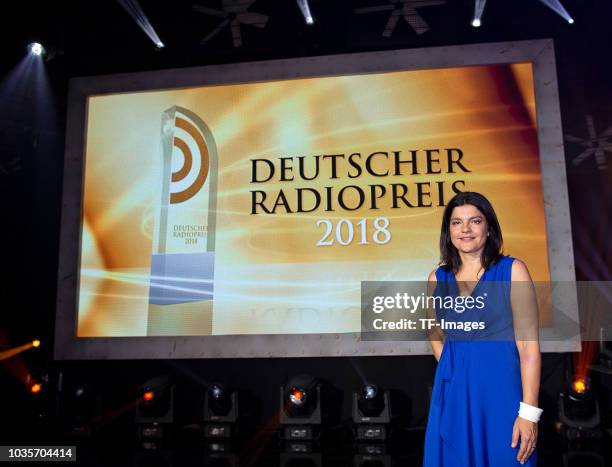 Jasmin Tabatabai attends the Deutscher Radiopreis at Schuppen 52 on September 6, 2018 in Hamburg, Germany.