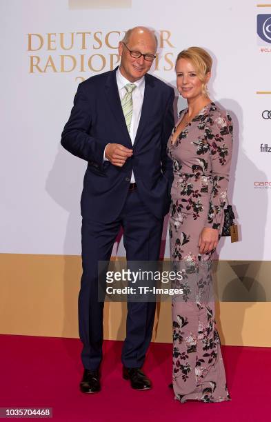 Joachim Knuth and Julia Becker attend the Deutscher Radiopreis at Schuppen 52 on September 6, 2018 in Hamburg, Germany.