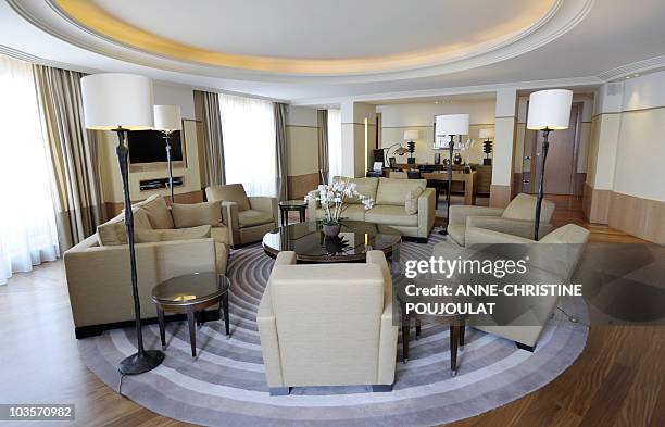 Cannes sobers up for frill-free festival"- View taken on April 14, 2009 shows a suite of the Hotel Martinez, in Cannes, on the French Riviera. "We're...