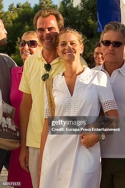 Marie-Blanche Brillembourg, Prince Nikolaos, Tatiana Blatnik and Atilio Brillembourg on August 24, 2010 in Spetses, Greece.