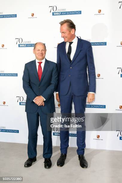 German politician Olaf Scholz and Mathias Doepfner during the 70th anniversary celebration of the German Sunday newspaper WELT AM SONNTAG at The...