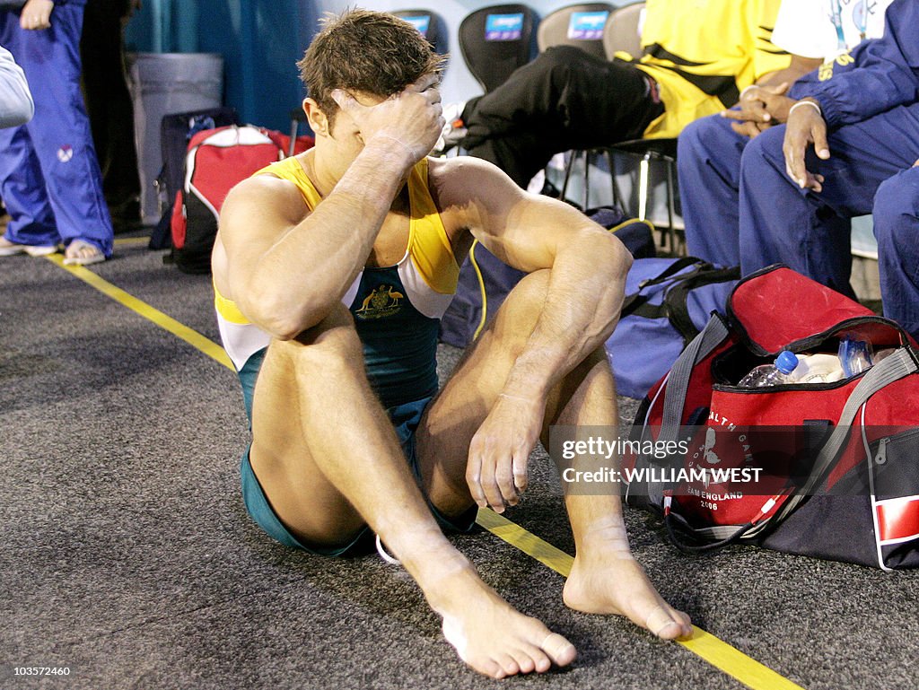 Phillipee Rizzo Australia's Philippe Rizzo shows his disappointment after a flawed ...