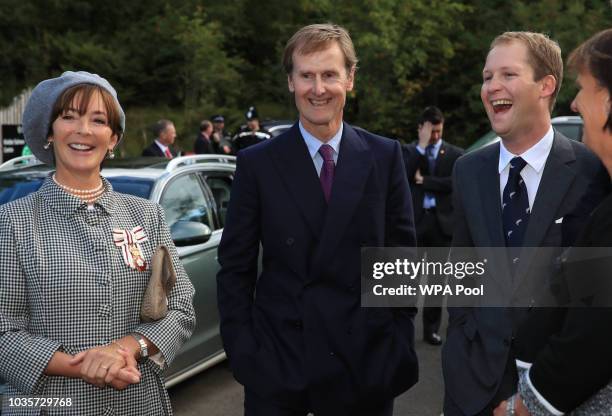 The Duke and Duchess of Northumberland and eldest son George Percy with Prince Charles, Prince of Wales during a visit to the Kielder Salmon Centre...