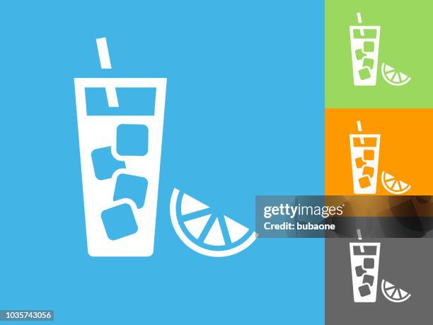 fruit juice flat icon on blue background - ice cube stock illustrations