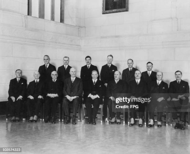 The first photograph taken of the Cabinet of the Rt. Hon. W. L. Mackenzie King, the Liberal Prime Minister of Canada, 14 February 1936. Seated : Hon....