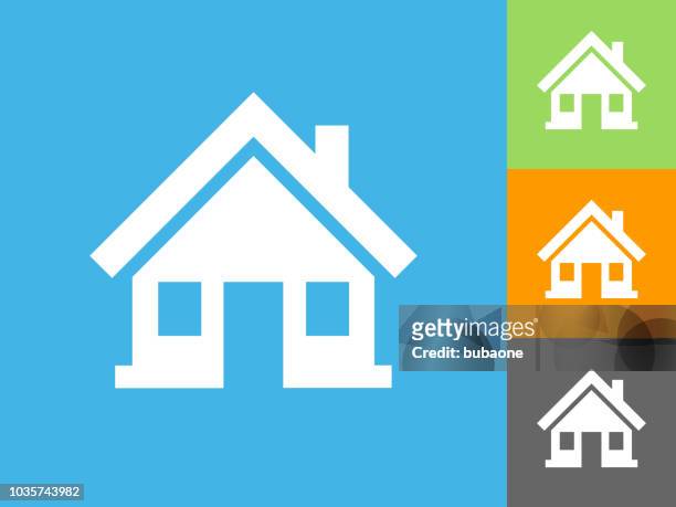 home  flat icon on blue background - house stock illustrations