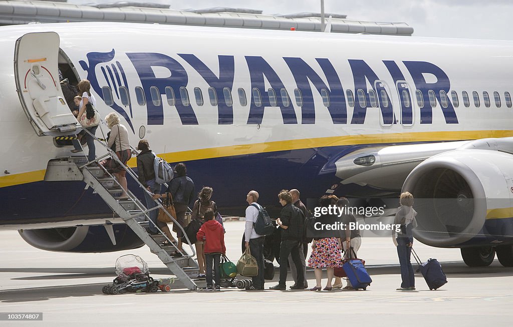 Aircraft And Passengers at Stansted Airport